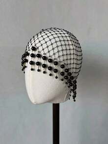 1pc White Pearl Decorated Hairband With Rhinestone Accent For Women, Luxury Headpiece Halloween - 白色 - 查看 2