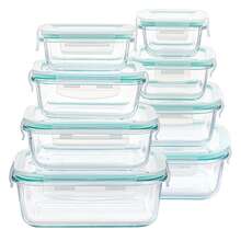 8pcs Glass Food Storage Containers With Airtight Lids, Glass Meal Prep Containers, Microwave, Oven, Fridge & Dishwasher Lunch Containers, - Multicolor - View 1