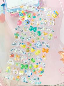 Nuevos adhesivos 3D en relieve, frescos y lindos adhesivos adorables con patrón de frutas de dopamina de dibujos animados - Multicolor - Ver 10