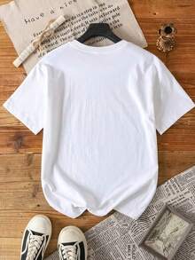 Disney White Background Minnie Mouse Leopard Print Style Loose Short Sleeve T-Shirt - Sweet And Cool Casual Top - 白色 - 查看 4