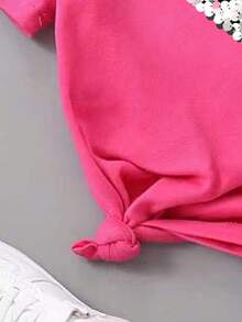 幼儿休闲爱心印花圆领短袖T恤，夏季 - 粉色 - 查看 3