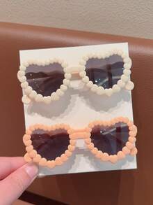 2/4件装 女孩可爱新款花朵爱心儿童时尚眼镜 情人节礼物 开学季礼物，仅展示卡片，不含运费 - 彩色 - 查看 5