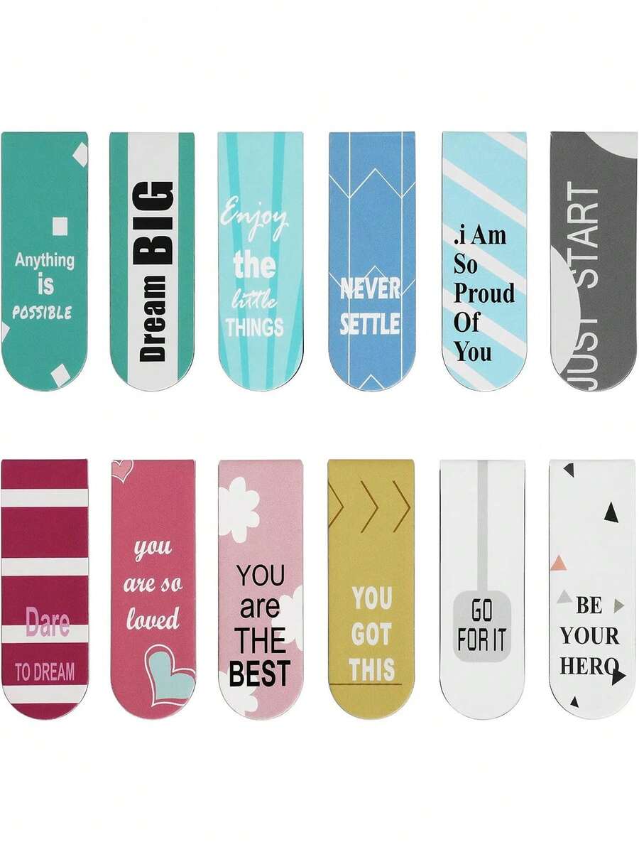 12 Piezas Separadores de Libros Marcadores Magnéticos, Bonitos Marcadores Página Magnéticos, Clips Página Magnéticos, Marcadores para Estudiantes Oficina Papelería Lectura,40855995 - Blanco - Ver 1