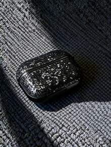 亮片、钻石 1 件装纯色全覆盖水钻闪光 PC 蓝牙耳机保护硬壳，兼容苹果 1/2/3/4/Pro/Pro2，闪亮水晶装饰奢华耳机盒 - 黑色 - 查看 5