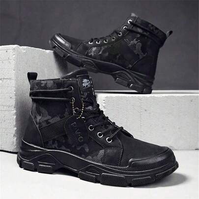 Botas para hombres de caña alta estilo británico de botas de trabajo con aumento de altura para otoño invierno botas militares de motocicleta exterior retro americanas de cuero genuino