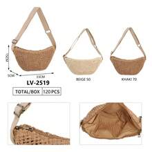 Half-Moon Straw Bag Chic Casual Summer Laytonvivian 2519 Simple Minimalist Summer Side Pouch - Màu be - Xem 5