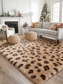 1 pieza Alfombra de peluche con estampado de leopardo, suave y cómoda, adecuada para sala de estar, cocina, dormitorio, baño - Multicolor - Ver 3