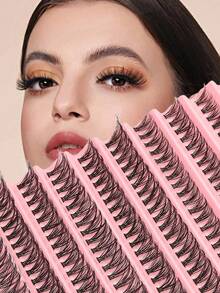 200pcs D Curl DIY False Eyelashes, 10 Rows Natural False Eyelashes Extension Makeup, Suitable For Daily Wear (8mm-16mm) - C - View 1