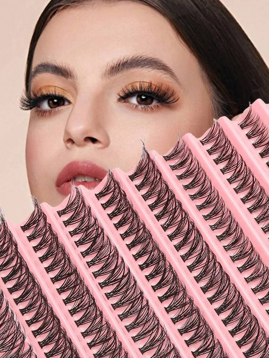 200pcs D Curl DIY False Eyelashes, 10 Rows Natural False Eyelashes Extension Makeup, Suitable For Daily Wear (8mm-16mm) - C - View 1