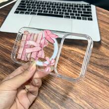 1pc Cartoon Butterfly Soft Edge Transparent Magnetic Phone Case, Pink Bow Anti-Oxidation Non-Yellowing Phone Case Compatible With IPhone 7/8/XR/11/12Pro/13Mini/14Plus/15/16/17Pro Max And Galaxy A05S/15/A16/A25/A26/A36/A54/A56, S21FE/S22Plus/S23Ultra/S24/S25Plus/S26Ultra - Clear - View 2