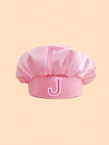 1顶女童粉色字母图案睡帽，26个字母可定制，适合作为生日和节日礼物，时尚精致轻盈柔软，是日常休息、睡眠和护发的理想之选 - 粉色 - 查看 6