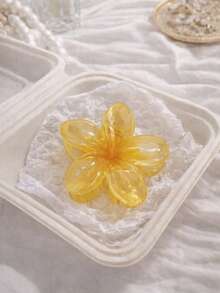 2pcs/1pc Women's Burgundy & Yellow Ombre Marble Flower Plastic Hair Clips, Fashion Versatile Elegant Minimalist Solid Marble Texture Hair Claws, Suitable For Daily, Casual, Party, Beach, Vacation, Hairstyling, Face/Hair Washing, Makeup, Outfit Accessories, Autumn Fashion Hair Clips, Winter Hair Accessories, Summer Hair Clips - Multicolor - View 4