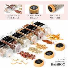 Glass Spice Jars With Rosewood/Bamboo Lids & Labels, 8/12/24-Piece Sets Empty Clear Glass Spice Bottles With Swing-Top Lids Airtight Kitchen Seasoning Storage Containers Herbal Spice Containers With Labels - Multicolor - View 5