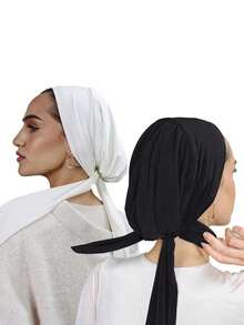 2PCS/Set Women's Solid Color Headscarf, Soft And Skin-Friendly, With A Simple Style That Matches Various Outfits, Showing Elegance. Suitable For: Daily Sun Protection, Going-Out Matching, Travel Shooting. - Multicolor - View 13