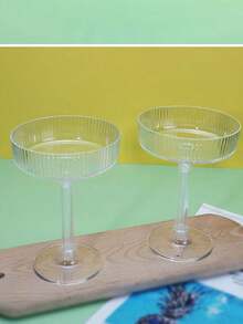 6 piezas Vasos desechables transparentes con rayas para cócteles, vino, champán, helado, mousse, pudín y postres - transparente - Ver 5