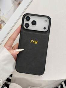 Personalized Custom Initials Name Letter 3D Engraved Phone Case Compatible With IPhone 17 16 15 14 13 12 11 Pro Max Plus Air Luxury Classic Leather Cover Gifts Ideal FPOC - Nhiều màu - Xem 8