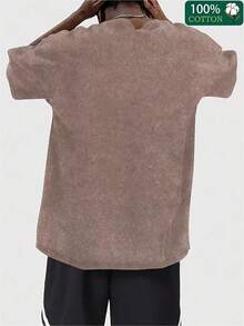 100% Pure Cotton, Make Old,Retro ,230g,Brown-Toned "TRUST IN THE LORD" Letter & Star Print 100% Cotton Sweatshirt - Dark Gray Crewneck Soft Style With Back Proverbs Verse Decor Breathable Top,Y2k,Soulja,Concert,,Cyber Monday,Gothic,Vintage,Streetwear Graphic,Valentine's Day Gifts,New Year's Gifts, Carnival Gifts, St. Patrick's, Easter, Father's Day, Mother's Day Gifts 004-AB - 咖啡色 - 查看 4