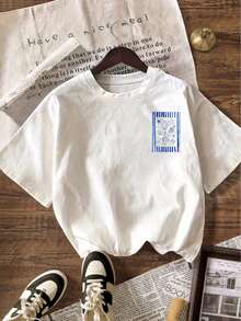 Áo thun in hình "Bảo vệ sinh vật biển", áo kiểu nữ mùa hè thoải mái, áo rộng rãi đi biển, áo thun in hình cỡ lớn. - Màu be - Xem 3