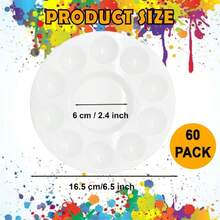 60 Pcs Paletas de Bandejas de Pintura con 10 Pozos Paletas de Plástico Blanco Suministros de Pintura para Acuarela Acuarela ArtíStica Pintura al Óleo Reutilizable,40855839 - Multicolor - Ver 2
