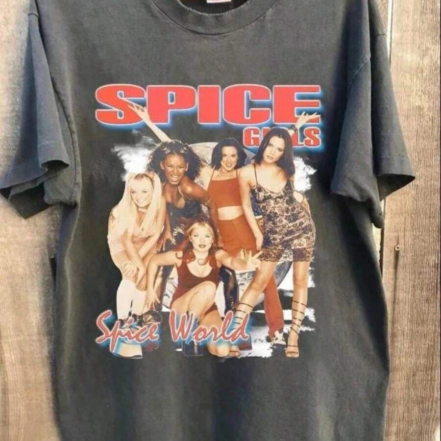 Spice Girls T-Shirt 90s Pop Band Concert Tee"Ladies' Casual Slimming, Spring, Summer, Autumn, Winter, Street Daily Vacation, Sexy Valentine's Day Top, Plus Size Women's Clothing - màu đen - Xem 1