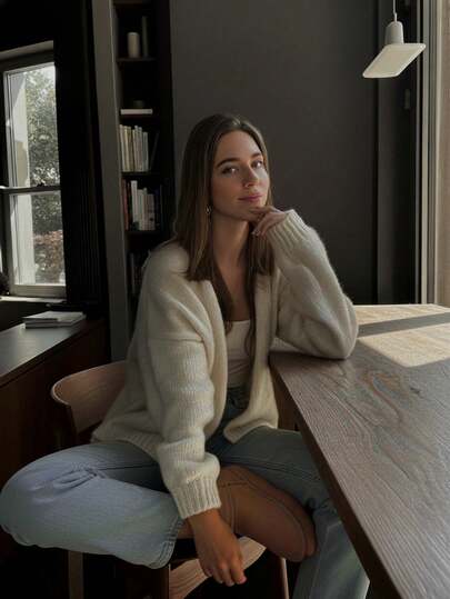 Autumn/Winter New French Elegant Casual Mori Girl Versatile Simple Oversized Knit Cardigan