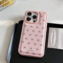 1 chiếc ốp lưng bảo vệ màu đen nơ và hồng họa tiết bong bóng, tương thích với iPhone 11/12/13/14/15/16/17 - Màu xanh nhạt - Xem 1