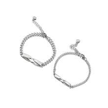 2pcs Customized Stainless Steel Couple Bracelets Set, Men&Women Bracelet, Personalized Names & Anniversaries, Valentine's Day Gift, With Gift, Boyfriend And Girlfriend Promise Mobius Bracelets For Anniversary,School Supplies - Multicolor - View 5