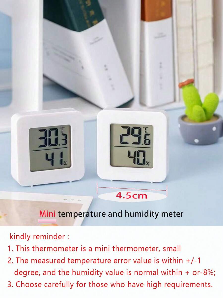 1个/2个/4个迷你数字温湿度计，小巧便携，适用于室内、办公室、房间、育婴室、爬行动物、玻璃容器、酒柜等。