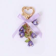 1pc Unisex Japanese Style Cute Lily Flower Keychain Hanging Decor Korean/Japanese Inspired Travel Essentials Kawaii Chinese Key Lanyard - Purple - View 4