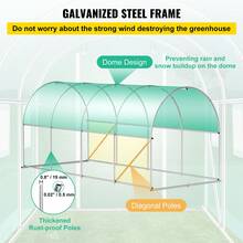 15x7x7ft & 20x10x7ft Walk-In Tunnel Greenhouse, Portable Plant Hot House With Galvanized Steel Hoops, Top Beam, Diagonal Poles, Zippered Door & Roll-Up Windows, White - 15 x 7 x 7 英尺 - 查看 3