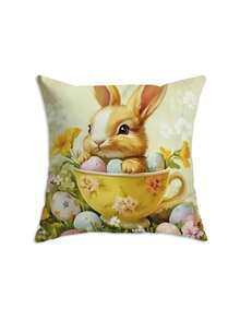 1/4 st örngott med blommönster påskhare och ägg | Festliga dekorativa kuddfodral, polyester, lämpliga för vardagsrum, soffa, veranda, utomhus - maskintvättbara - Multifärgad - Visa 12