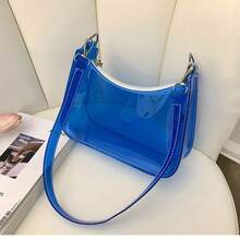 Women's Simple Solid Color Shoulder Bag, Casual Everyday Style, Fashionable Burgundy Color. - Blue - View 3