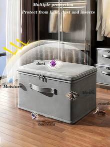 Foldable Storage Box With Lid Large Capacity Clothing Storage Bag For Clothes Bedding Textiles & Household Moving & Travel Storage Basket Portable Closet Clothing Storage Container Under The Bed Closet Organizer Room Decor Home Decor Travel Essential - Grey - View 7