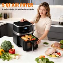 HanTai Air Fryer – 5.28QT Airfryer For Quick & Easy Meals In Minutes, Features Hi-Fry Technology For Extra Crisp, Touchscreen Controls With 8 Presets, Nonstick & Dishwasher Basket - US B Type Plug(110-127V) - View 10