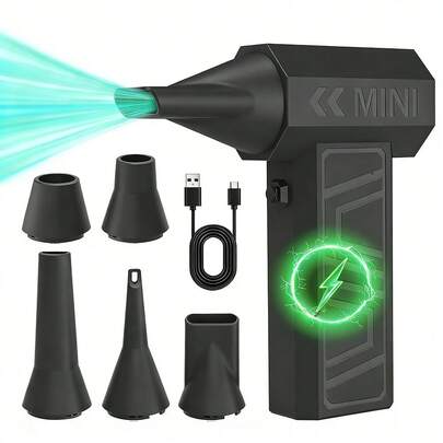 Aspirator portabil fără fir, 13000 rpm | Încărcare tip C, Suflantă turbo potrivită pentru dezghețarea mașinii, ștergerea prafului în interior, Răcire personală rapidă, 4 moduri de viteză, Ventilator turbo portabil de 2000 mAh, Material ABS