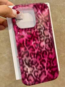 1pc Fashionable Lucky Red Leopard Print Fine Glitter Glacier Phone Case Compatible With IPhone 17 AIR 16 15 14 13 12 Pro Max Transparent Girl Lens Protection Soft Silicone Back Cover TKJ6 - Họa tiết da báo hồng - Xem 5
