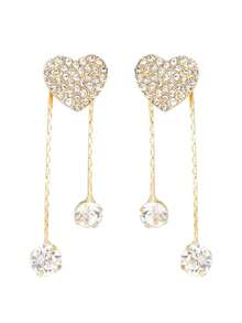 Y2K Inspired Asymmetric Heart Rhinestone Earrings Chic Romantic Fashion Jewelry For Date Night - Multicolor - View 8