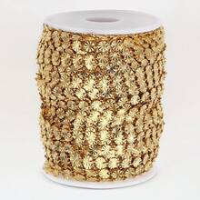 1m Fashionable Stainless Steel Embossed Round Disc Gold Chain, Sunflower Design, Suitable For DIY Necklace, Bracelet, Jewelry Making - Chain - View 9