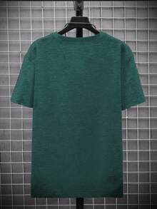 Men's Summer Round Neck Short-Sleeved T-Shirt Casual Top - Dark Green - View 6