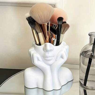 1pc Elegant Makeup Brush Holder - Dust-Proof Skincare Organizer Box With Compartments, Compatible With Makeup Sponges, Eyebrow Pencils And Lipsticks, Modern Nail Salon Decor, Lightweight, Compact And Practical Accessory, Home Organization, Portable Design, Household Storage, Lightweight Structure, Compact And Practical, Salon Accessory, Women's Gift, Christmas Gift, Women's Gift Ideas, Valentine's Day/Happy/Mini/Christmas/Storage Box/Cosmetic Tools