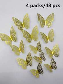 12片/套 3D镂空蝴蝶墙贴，蛋糕装饰贴纸，礼品装饰贴纸，家居客厅装饰，节日，生日，派对装饰，贴纸，墙贴，乙烯基贴纸，家居装饰，春季装饰，家居焕新，Rama装饰贴纸礼品，毕业学校装饰，学校惊喜，宿舍装饰，返校用品 - 彩色 - 查看 28