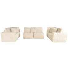 Sectional Cloud Couch For Living Room, Modular Floor Sofa With Plush Corduroy, No Assembly Required, Big Comfy Couches Set With Fluffy Memory Foam, Stupendous U Shaped Sofas With Chaise,Freely Configurable Layout - 米色 - 查看 11
