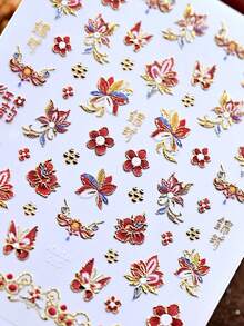 Beautizon Nailartlab Retro Embossed Nail Art Stickers Sun Heart Flower Design 3D Gold Self-Adhesive Decals For Manicure - Multicolor - View 6