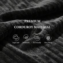 LUCKHAO 96" Cloud Sectional Couch With L-Shape Chaise,Modern Modular Sofa With Deep Seat, Upholstered Couches For Living Room Bedroom,No Assembly Required, Black(Plush Corduroy Fabric) - 96寸黑右 - 查看 4