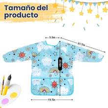 4 Delantales Impermeables para Niños y Niñas, Bata de Arte con 3 Bolsillos, Mangas Largas Antimanchas para Pintar, Cocinar, Jugar y Aire Libre (2-10 Años),40853783 - Multicolor - Ver 6