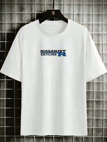 Camiseta Masculina Carros Nissan Skyline R34 GTR Branco e Preto Camisa 100% Algodão - Branco - Visão 2