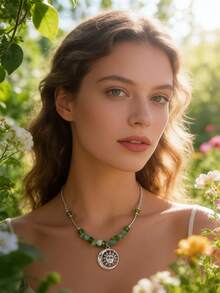 1件银色镂空太阳天然水晶石项链 - 黑色蝴蝶款 - 查看 16