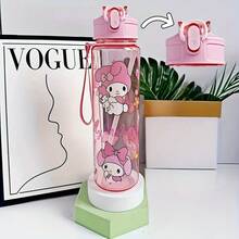 SANRIO 1个27盎司可爱卡通运动水壶，防漏翻盖带吸管，弹出式壶盖，通勤、健身、跑步、户外活动的理想之选，送给她的绝佳生日礼物 - 無色 - 查看 15