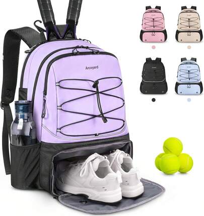 .Com : Arcoyard Tennis Bag, Large Tennis Bags For Women, Tennis Backpack With Ventilated Shoe Compartment And Insulated Ket, Hold 2 Tennis Pickleball Racke, Tennis Pickleball Balls And More (Black) : Spor &Amp; Outdoors