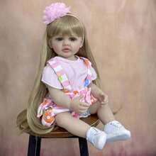 55cm 22inch Reborn Baby Full Body Soft Vinyl Newborn Bebe Girl With Blonde Long Hair Princess Toddler Toy Lovely Christmas Gift - Vinyl Body Doll - View 4